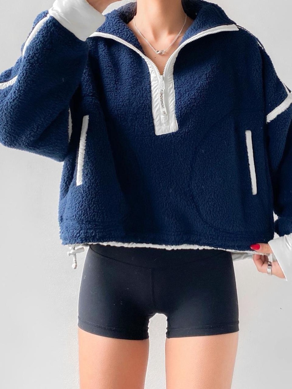 Free People Women’s Mountain High Half Zip, navy, XL - Picture 3 of 4